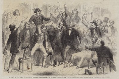 Ovation to the First Garibaldian entered the Cafe di Europa, Naples by Frank Vizetelly
